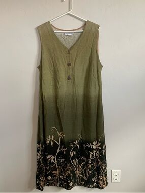 Vintage 90s Grandma Core Boho Cat Lady Retro Ombré Floral Tie Back Maxi Dress